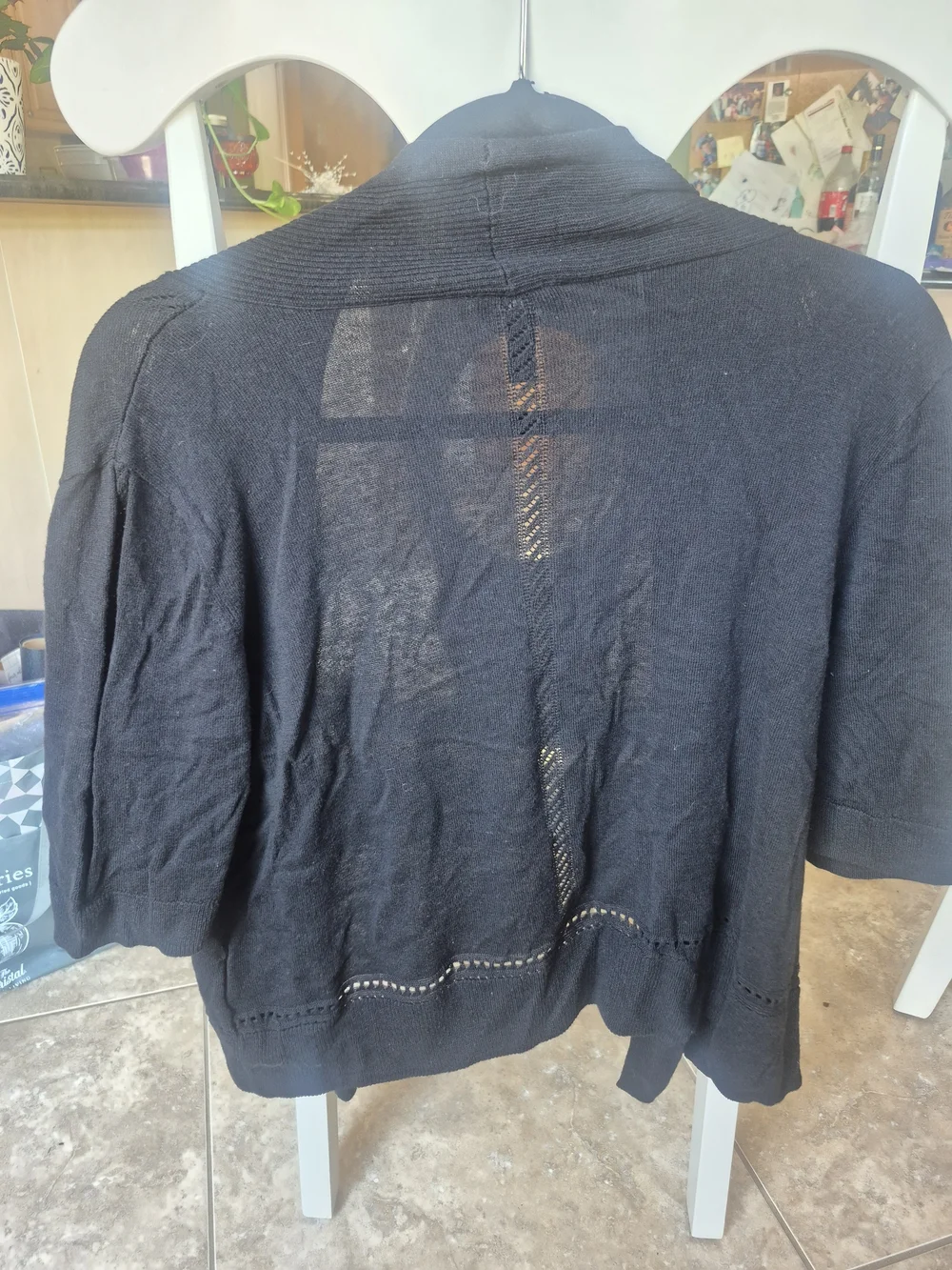 Jones New York Black Open-Front Short Sleeve Cardigan - Picture 2 of 3